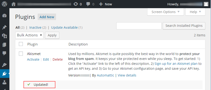 Akismet correctly updated after adjusting SELinux security context label on the wp-content/ directory