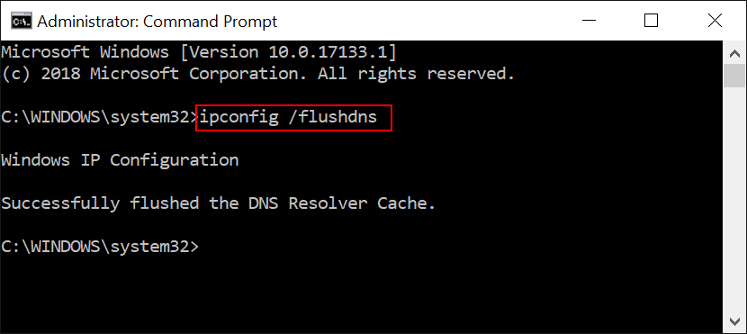 ipconfig /flushdns on Windows 10