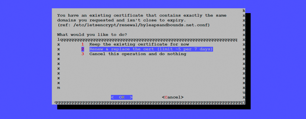Renewing a Letsencrypt certificate