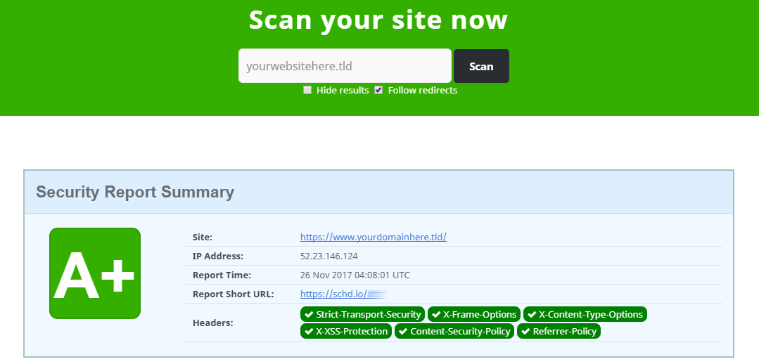 Testing Security Headers: securityheaders.io