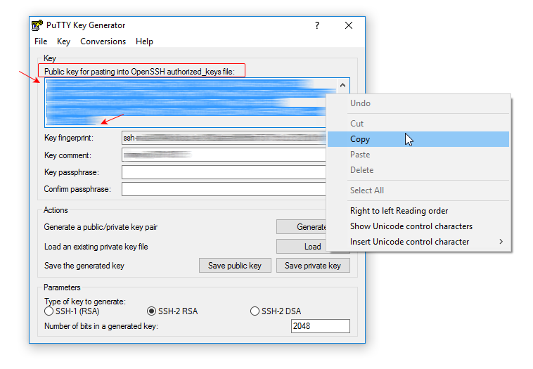 PuTTYGen: this is how to save your public key for use in authorized_keys
