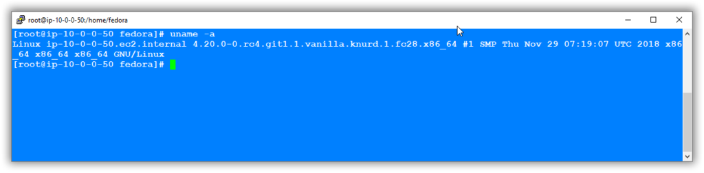 uname -a shows the version of the Linux Kernel