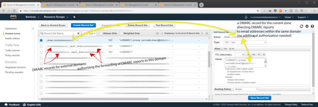 DMARC configuration example on Route 53