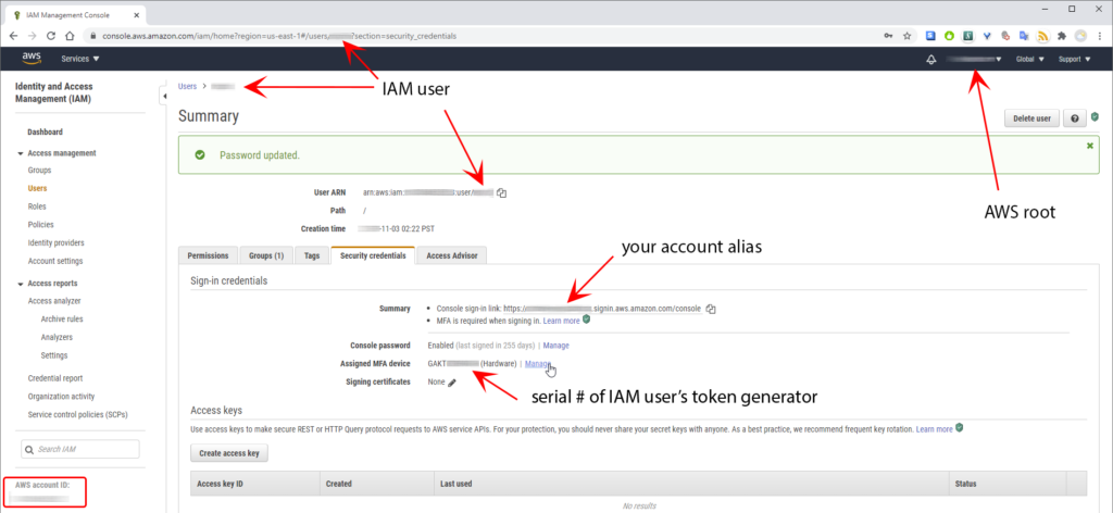 Edit IAM user's security credentials